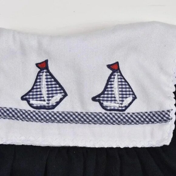 Vintage Dress Sailor Navy Blue White Short Sleeve Nautical Boat 12M - Picture 5 of 6